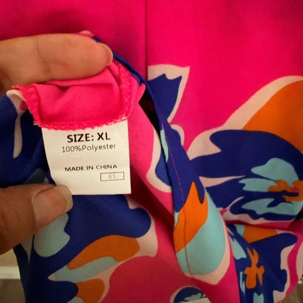 Vibrant Floral Blouse with Blue Accents